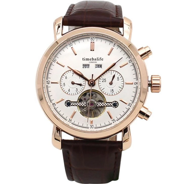 Hot Selling Mechanical Japanese Movement Genuine Leather Strap Wrist Watch For Men